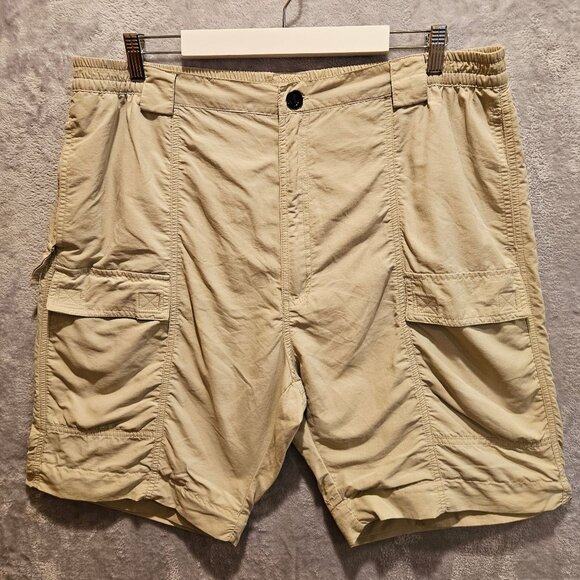 World Wide Sportsman Cargo Shorts Mens XL Tan Nylon Work Vacation Gorpcore - Picture 1 of 11